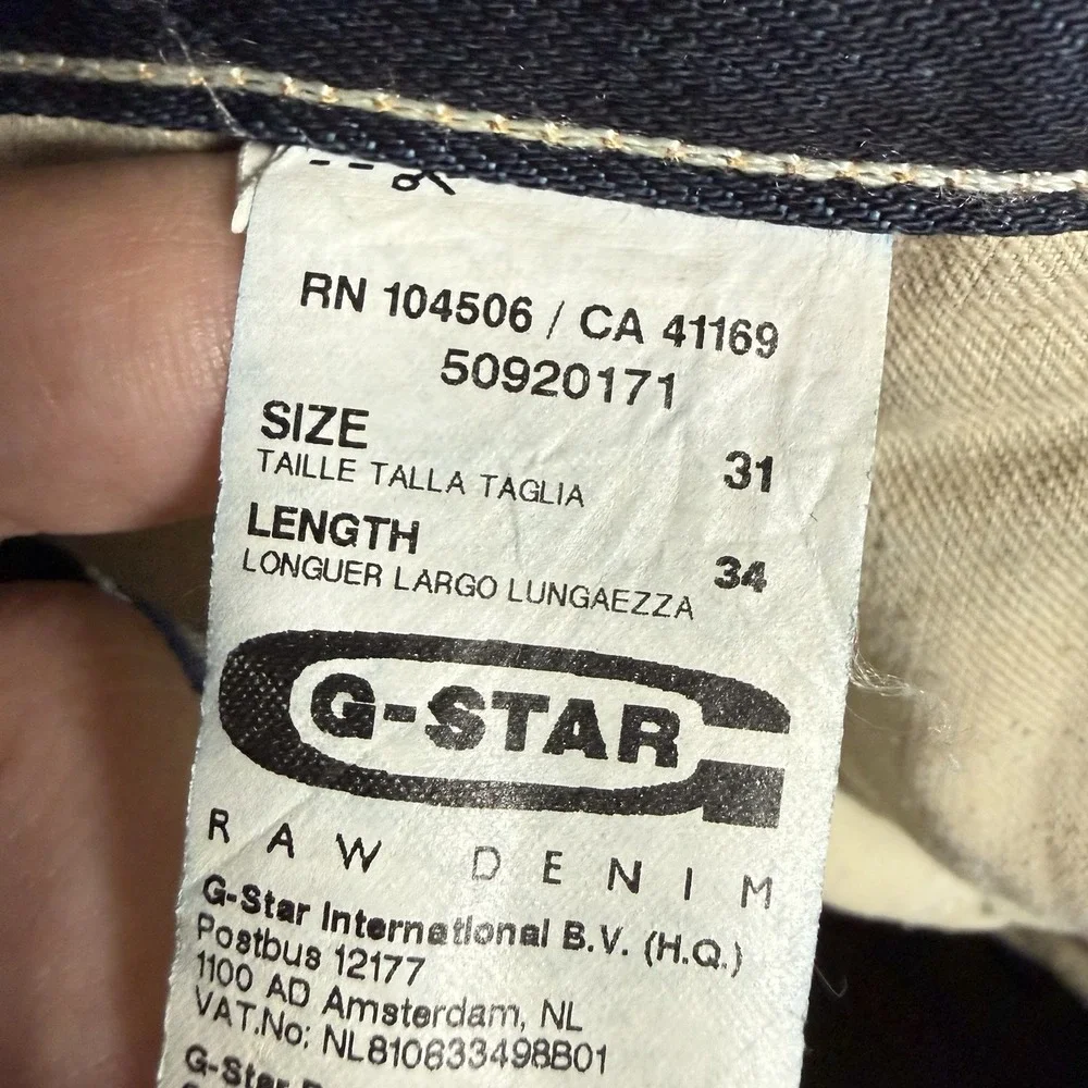 G Star RAW Jeans Men 31x34 Blue 3301 Straight Leg Dark Wash Button Fly Denim - Picture 5 of 12